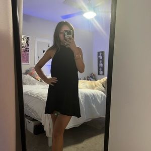 Zara Black Satin Halter Mini Dress